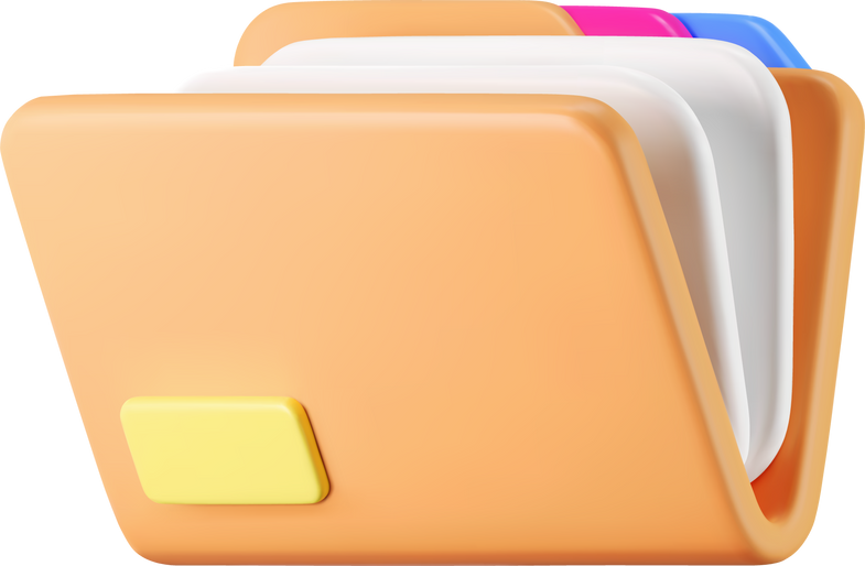 3d orange computer file folder icon